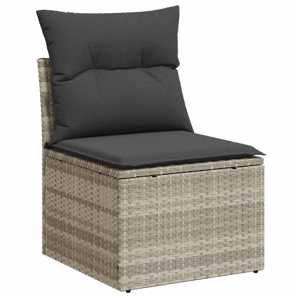 vidaXL Garden Sofa Set Light grey PE rattan, powder-coated steel, polyester