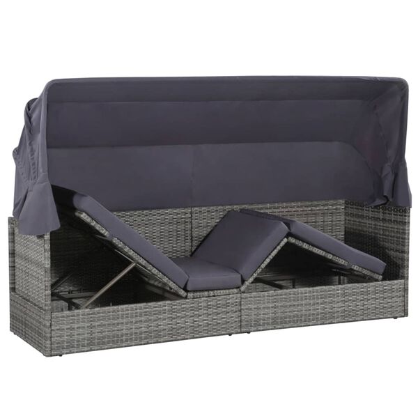 vidaXL Lounge Bed Grey PE (polyethylene) rattan Large