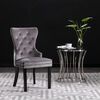 vidaXL Dining Chair Set of 2 Gray Velvet, Rubberwood Standard