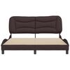 vidaXL Bed Frame Dark Brown Polyester, Plywood, Solid Pine Wood Queen