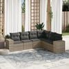 vidaXL Garden Sofa Set Gray PE Rattan 6 Piece Adjustable Feet