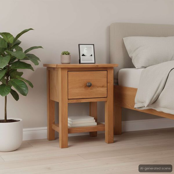 vidaXL Nightstand Brown Solid oak, MDF Small Nightstand Rectangular