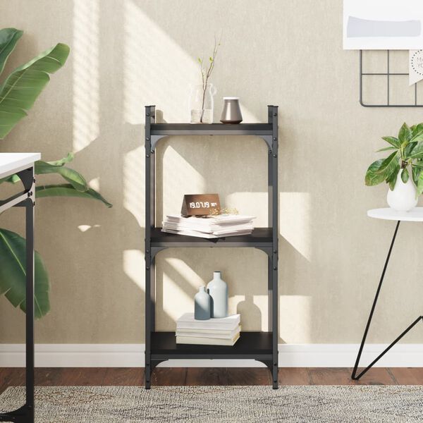 vidaXL Bookcase Black Engineered wood Medium Adjustable Feet Bookcase