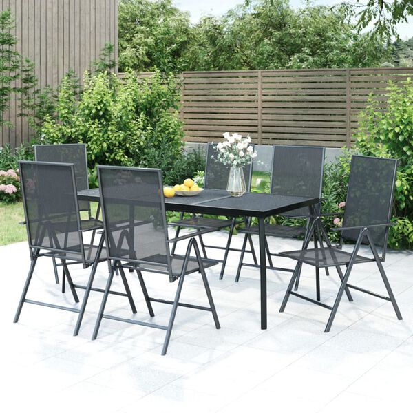 vidaXL Garden Dining Set Anthracite Steel 7-piece set