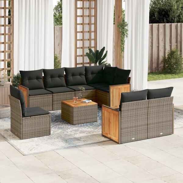 vidaXL Garden Sofa Set Grey, Dark Grey