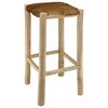 vidaXL Bar Stool Natural Wood Genuine Goat Leather