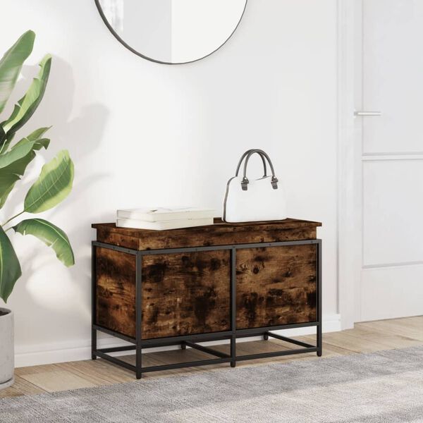 vidaXL Storage Box Smoked oak Engineered wood, metal 31.5x15.7x20.3 in
