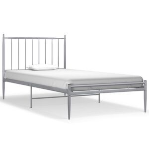 vidaXL Bed Frame Grey Powder-coated metal Twin Tough Bed Frame