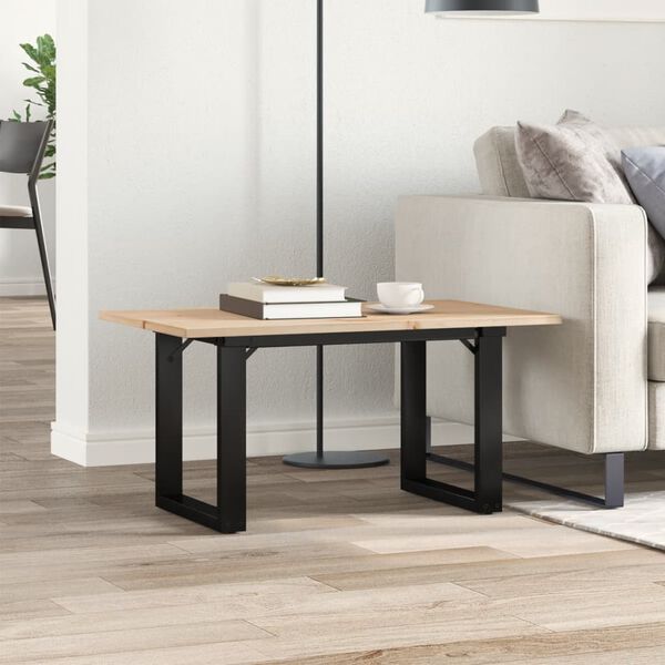 vidaXL Coffee Table O-Frame 31.5"x19.7"x15.7" Solid Wood Pine and Steel