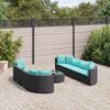 vidaXL Patio Sofa Set Set of 8 Black and Water Blue