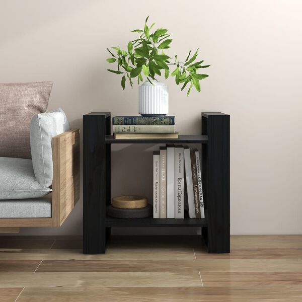 vidaXL Book Cabinet Black Solid Pine Wood Small Book Cabinet