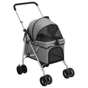 vidaXL Folding Dog Stroller Grey 29.9x19.7x39.4" Oxford Fabric