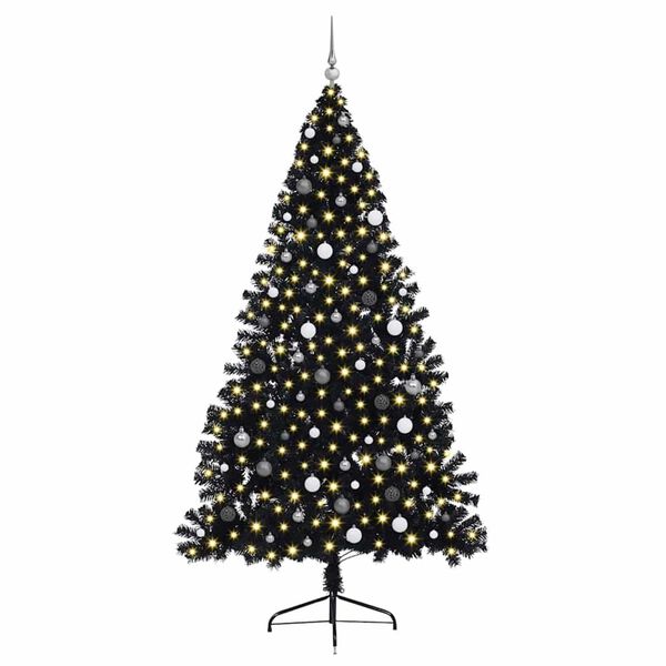 vidaXL Artificial Pre-lit Christmas Tree with 300 LEDs Black 94.5" PVC