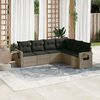 vidaXL Garden Sofa Set Grey PE rattan Large Adjustable Armrests