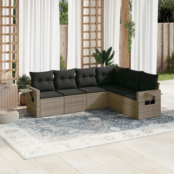 vidaXL Garden Sofa Set Grey PE rattan Large Adjustable Armrests