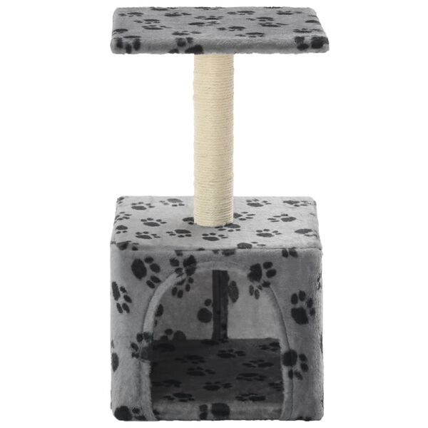vidaXL Cat Tree Grey with black paw prints