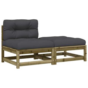 vidaXL Patio Sofa Armless with Cushions and Footstool