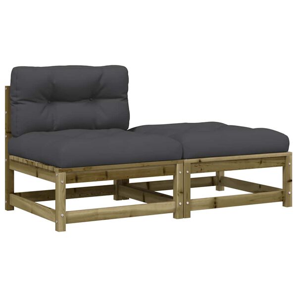 vidaXL Patio Sofa Armless with Cushions and Footstool