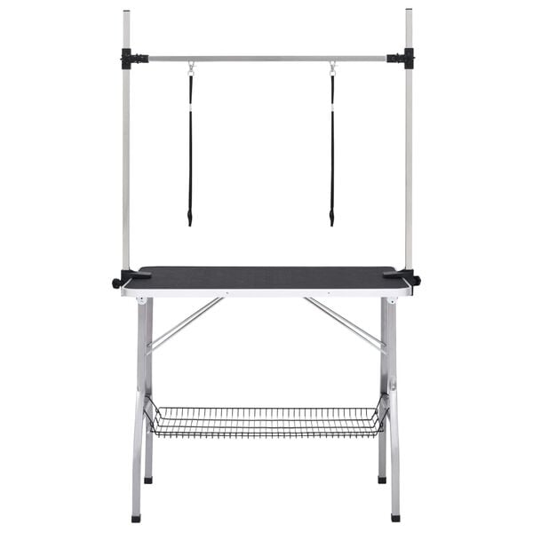 vidaXL Dog Grooming Table Black Stainless Steel Medium Foldable