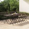 vidaXL Folding Bistro Chair Set of 8 Brown PE rattan, powder-coated steel