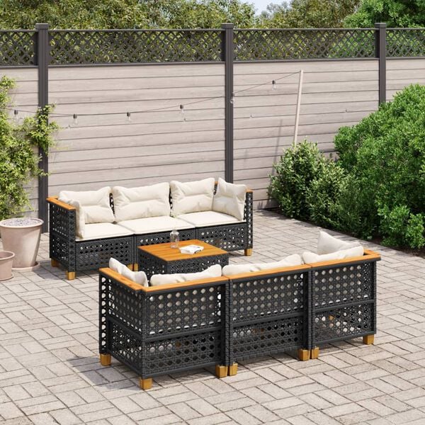 vidaXL Garden Sofa Set Black, Cream White
