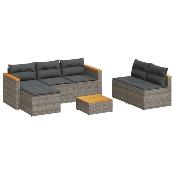 vidaXL Garden Sofa Set Grey and brown