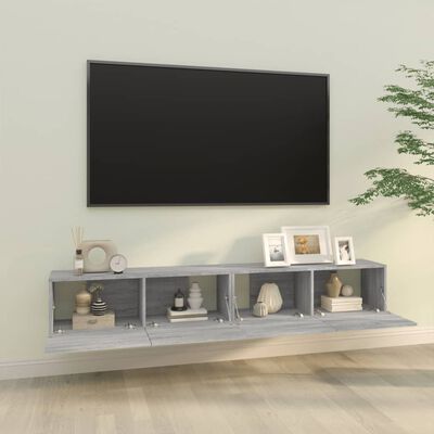 vidaXL Wall TV Stands 2 pcs Gray Sonoma 39.4"x11.8"x11.8" Engineered Wood