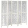 vidaXL Room Divider 5 Panels White Solid Wood Paulownia