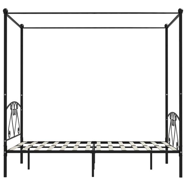 vidaXL Bed Frame Black Metal 55 x 79 in Bed Frame Rectangular