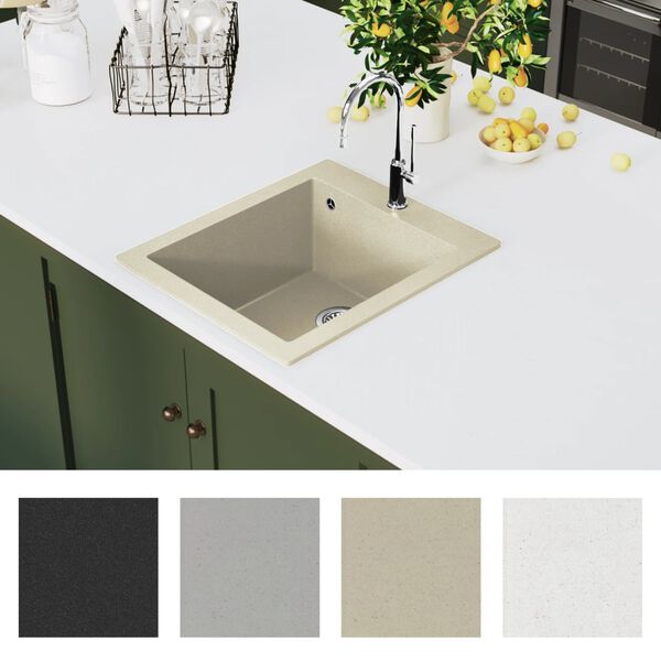 vidaXL Granite Kitchen Sink Single Basin Beige