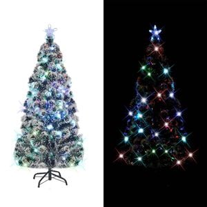 vidaXL Christmas Tree Green and White Fiber optic, steel, PVC 5 ft