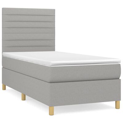 vidaXL Box Spring Bed with Mattress Light Gray Twin XL Fabric