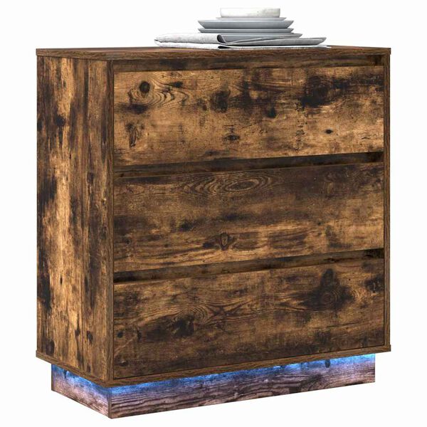 vidaXL Bedside Cabinet with Drawer Smoked Oak 27.95 x 13.58 x 29.53 in