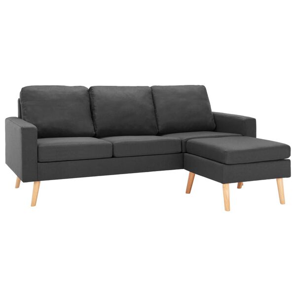 vidaXL Sofa Dark Grey Fabric (100% polyester), solid pine wood, rubber wood