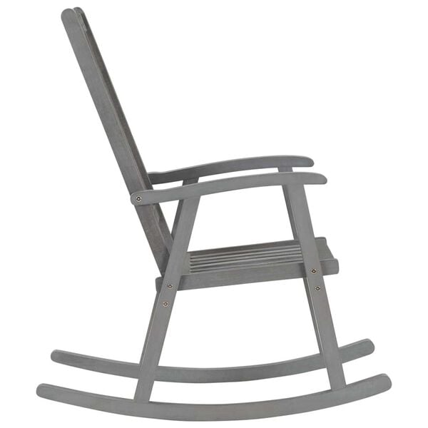 vidaXL Wooden Rocking Chair Grey with cream cushion