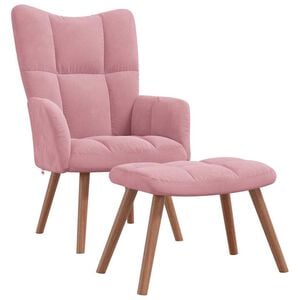 vidaXL Relaxing Chair With Stool Pink