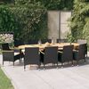 vidaXL Garden Dining Set Black Solid Acacia wood 110.2 in table, 10 chairs