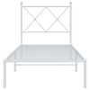 vidaXL Bed Frame White Powder-Coated Steel Twin Bed Frame Rectangular