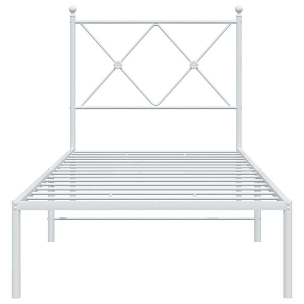 vidaXL Bed Frame White Powder-Coated Steel Twin Bed Frame Rectangular