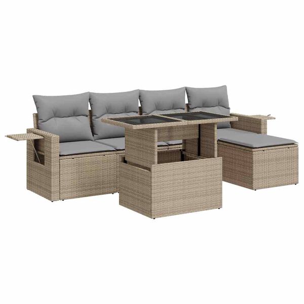 vidaXL Garden Sofa Set Beige, Light Grey