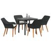 vidaXL Garden Dining Set with Cushion 5 pcs Black Poly Rattan