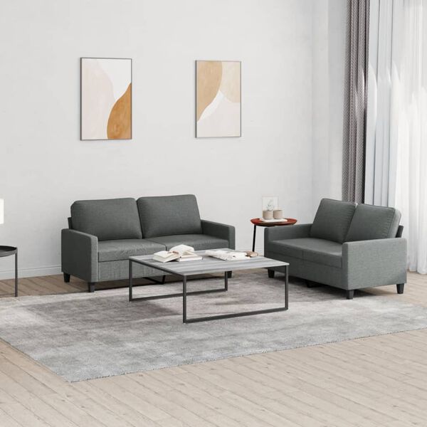 vidaXL Sofa Set Dark Grey 100% Polyester Fabric, Metal, Textilene, Plywood