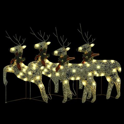 vidaXL Christmas Reindeers 4 pcs Gold 80 LEDs