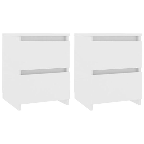 vidaXL Bedside Cabinet Set of 2 White Engineered wood Medium