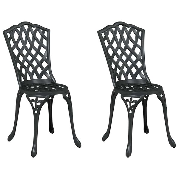 vidaXL Garden Chair 2 pcs Black 15.35 x 15.75 x 34.25 in Aluminium