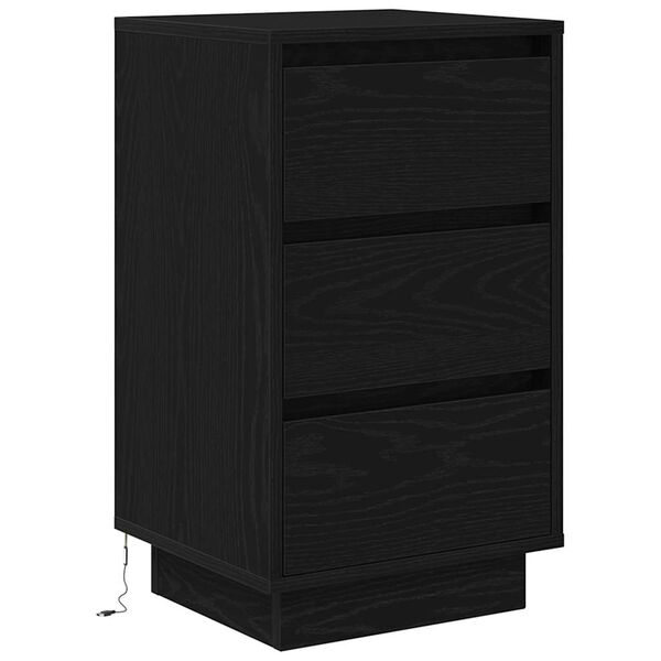 vidaXL Bedside Cabinet Black Engineered Wood Large Bedside Cabinet