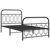vidaXL Bed Frame Black Steel Twin Metal Bed Frame Rectangular Modern