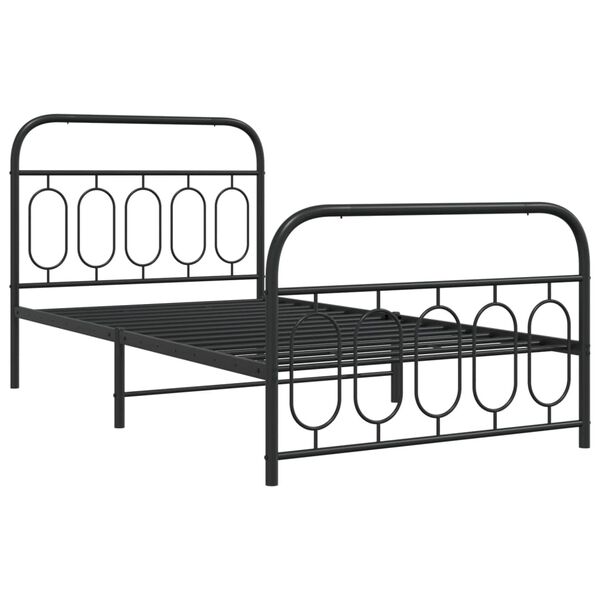 vidaXL Bed Frame Black Steel Twin Metal Bed Frame Rectangular Modern