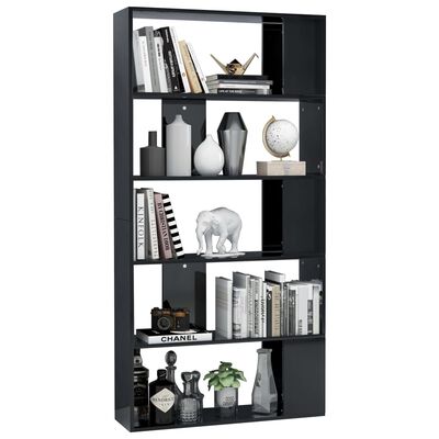 vidaXL Book Cabinet/Room Divider High Gloss Black 31.5" x 9.4" x 62.6"