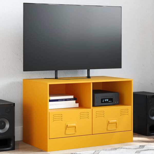 vidaXL TV Cabinet Mustard Yellow Cold-Rolled Steel Medium TV Cabinet